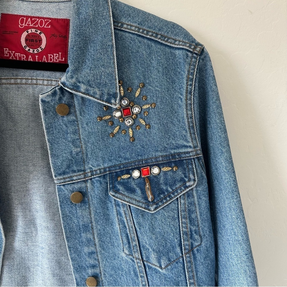 Y2K Jewel Embellished Vintage Style Jean Jacket - Picture 3 of 4